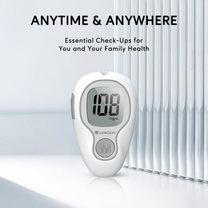 LinkSun G-425-3 Blood Glucose Monitor Kit, 100 Test Strips, 100 Lancets, 1 Blood Sugar Monitor, 1 Lancing Device, Diabetes Testing Kit No Coding, Glucometer Large Display, Diabetes Testing Kit for Home Use