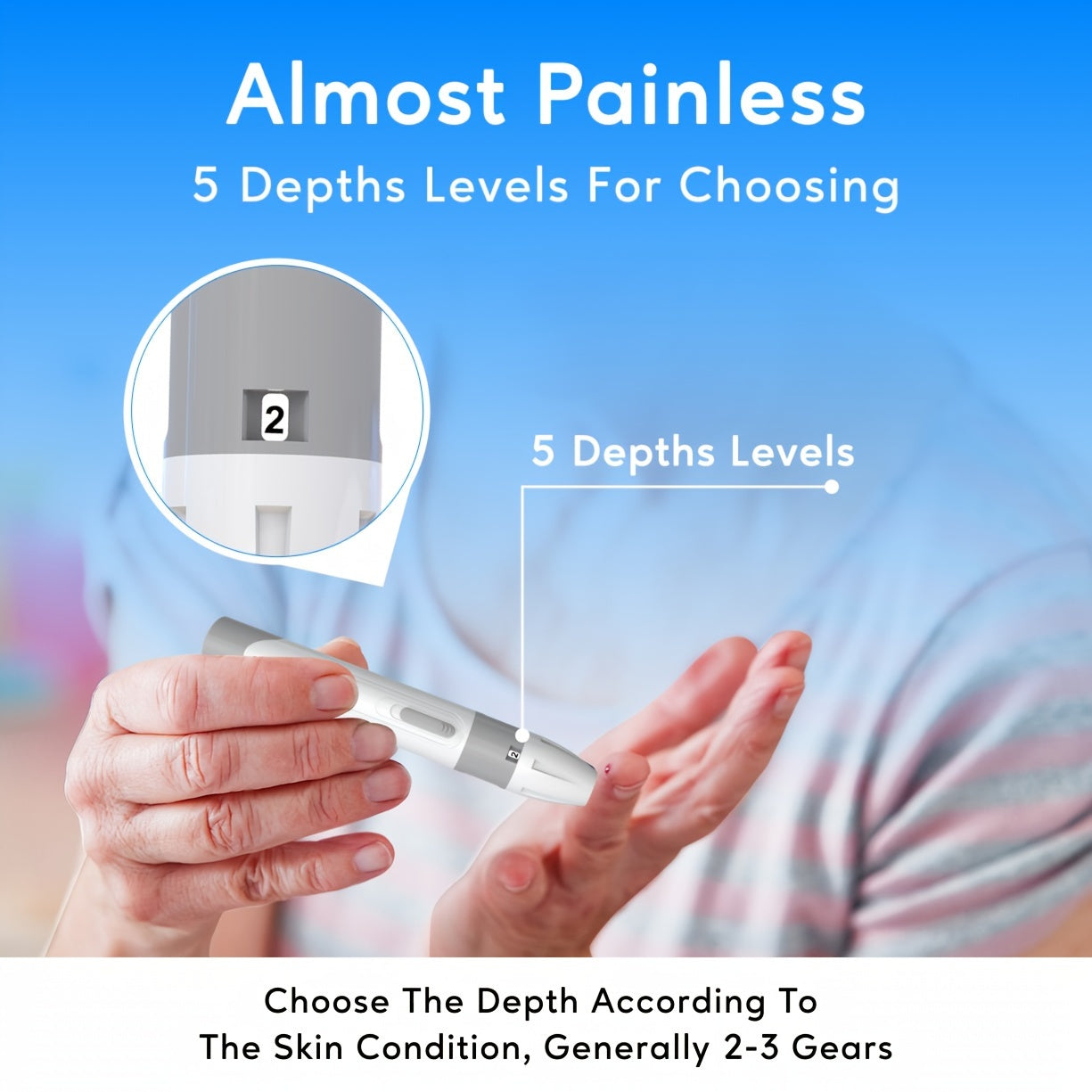 LinkSun G-425-3 Blood Glucose Monitor Kit, 100 Test Strips, 100 Lancets, 1 Blood Sugar Monitor, 1 Lancing Device, Diabetes Testing Kit No Coding, Glucometer Large Display, Diabetes Testing Kit for Home Use