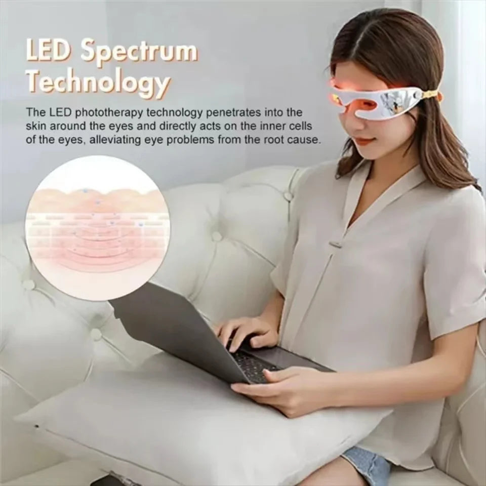 Anti-Aging Eye Massager Red Light Therapy Electric Vibration Eyes Fatigue Relief Relaxation Relieve Dark Circles Eye Care Beauty