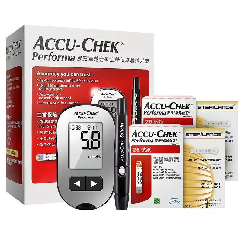 Accu Chek Performa Blood Glucose Test Strips Lancets Sets Blood Sugar Glucose meter Test Kit Glucose Meter ACCU Chek EXP:Maximum