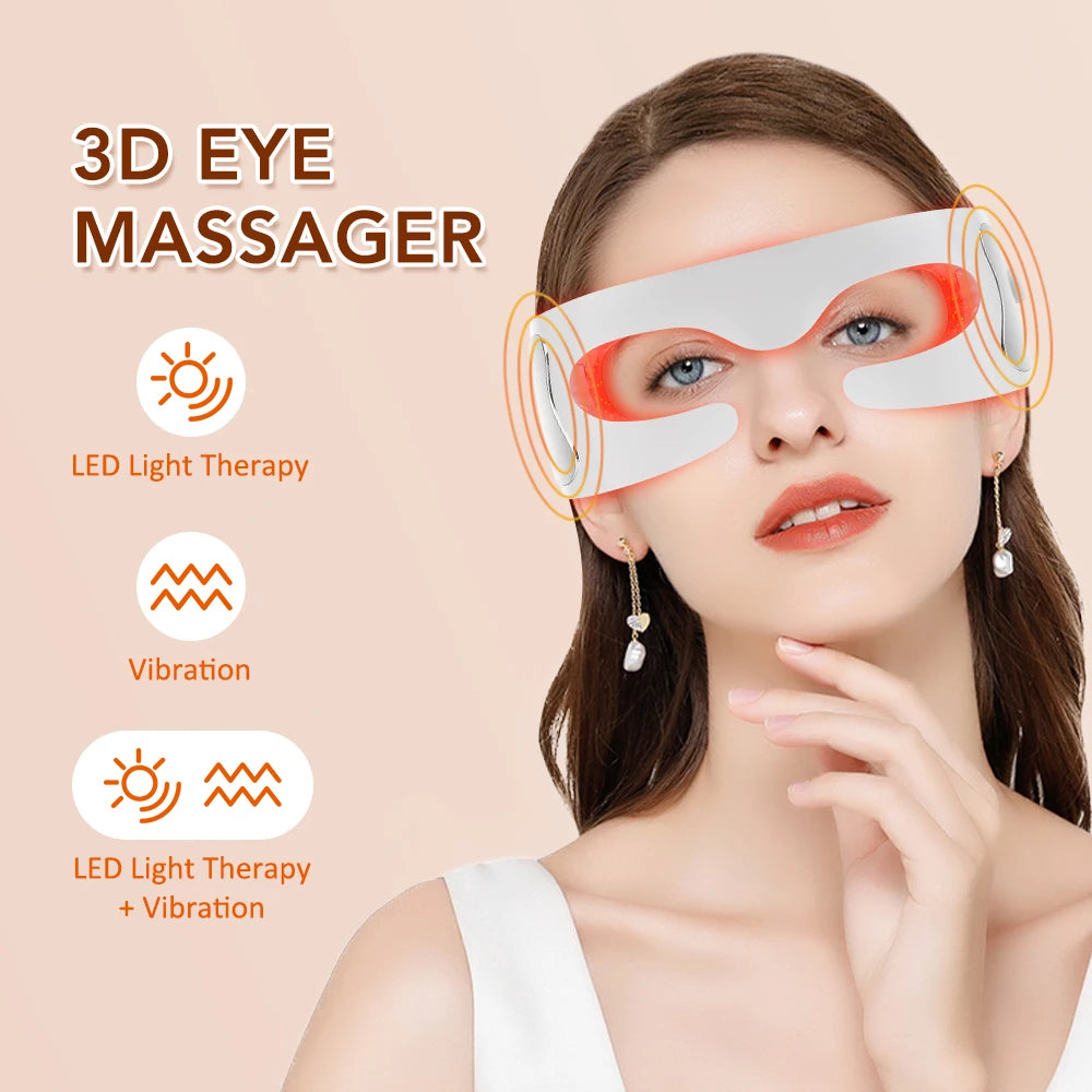 Eye Skincare Massager Vibration Red Light Therapy LED Eye Mask for Lines Wrinkles Dark Circle Removal Beauty Device