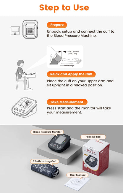 Blood Pressure Monitor Digital Sphygmomanometer Automatic Tensiometer Tonometer Home Medical Use Heart Rate Pulse Meter