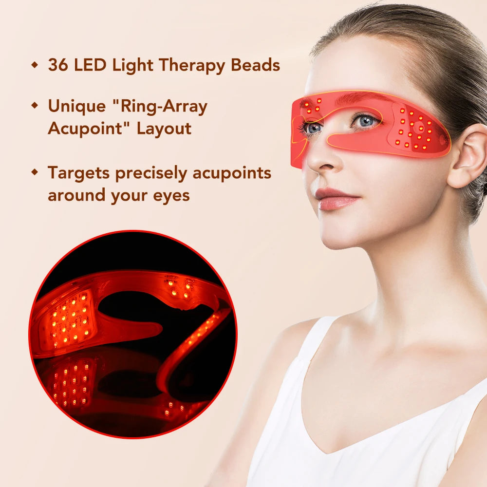 Eye Skincare Massager Vibration Red Light Therapy LED Eye Mask for Lines Wrinkles Dark Circle Removal Beauty Device