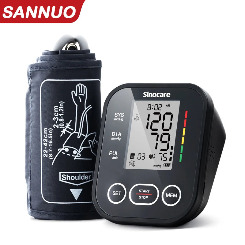 Blood Pressure Monitor Digital Sphygmomanometer Automatic Tensiometer Tonometer Home Medical Use Heart Rate Pulse Meter
