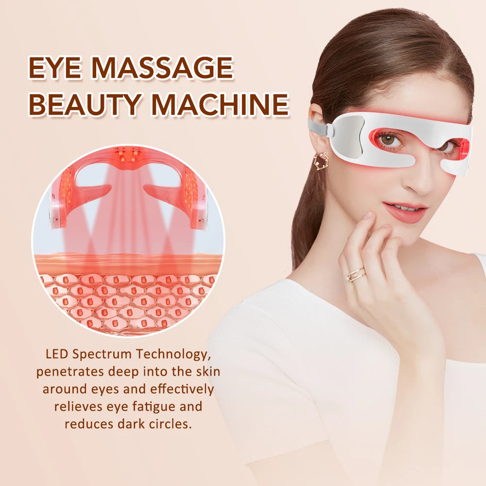 Eye Skincare Massager Vibration Red Light Therapy LED Eye Mask for Lines Wrinkles Dark Circle Removal Beauty Device
