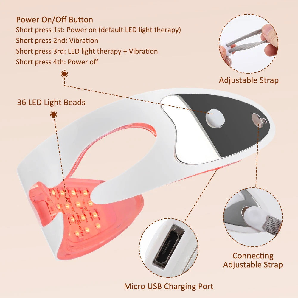 Eye Skincare Massager Vibration Red Light Therapy LED Eye Mask for Lines Wrinkles Dark Circle Removal Beauty Device