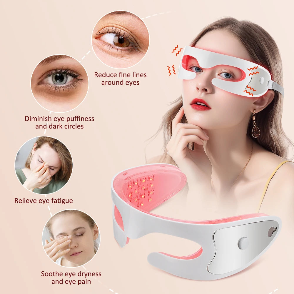 Eye Skincare Massager Vibration Red Light Therapy LED Eye Mask for Lines Wrinkles Dark Circle Removal Beauty Device