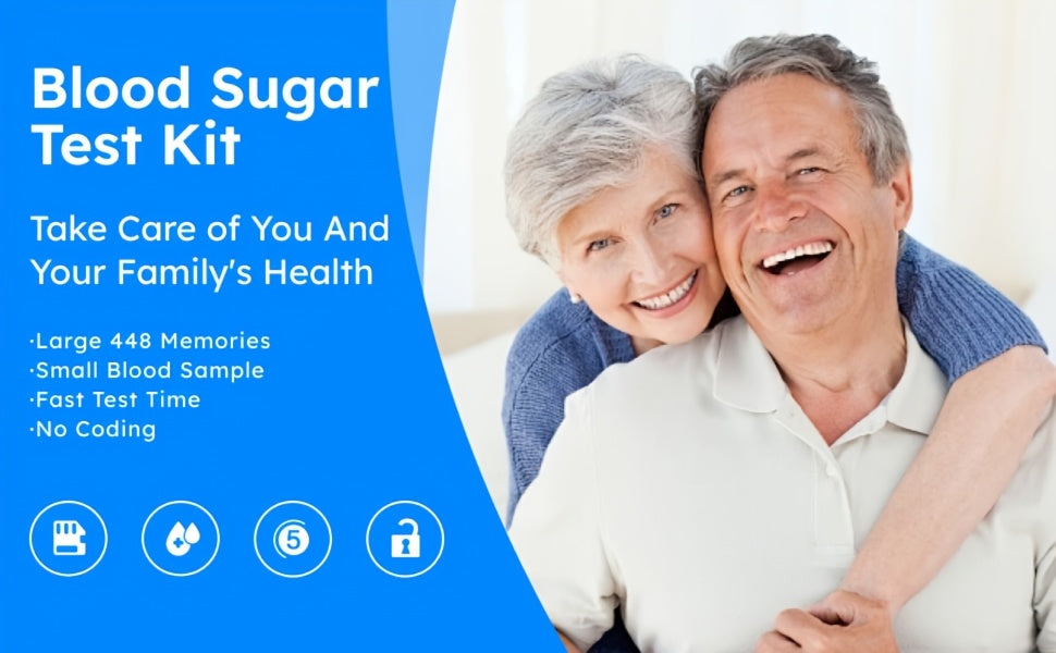 Linksun G-425-2 Blood Glucose Monitor Kit, 100 Blood Glucose Strips, 100 Lancets, 1 Blood Glucose Meter, Lancing Device, No Coding, Large Display